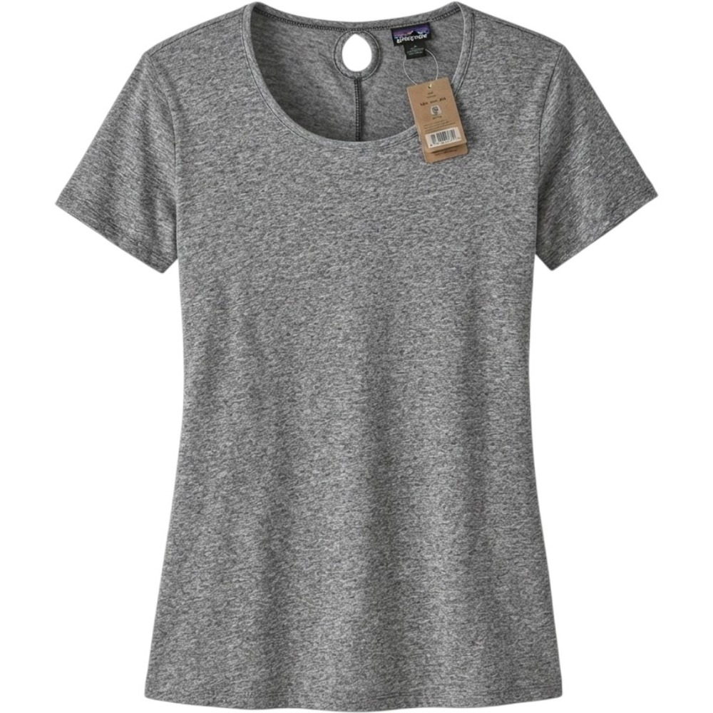 Patagonia Women's Mount Airy Scoop Tee M Gray Linen Blend Slim Fit NWT